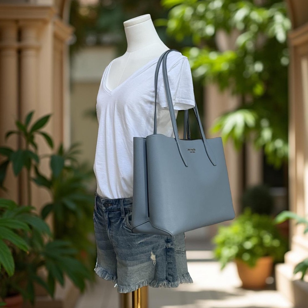 Authentic Kate Spade Blue Crossgrain Leather Tote Bag! - Picture 14 of 15